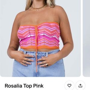 Rosalia Pink and Orange Strapless Top